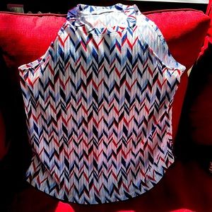 Sleeveless, red, white and blue top